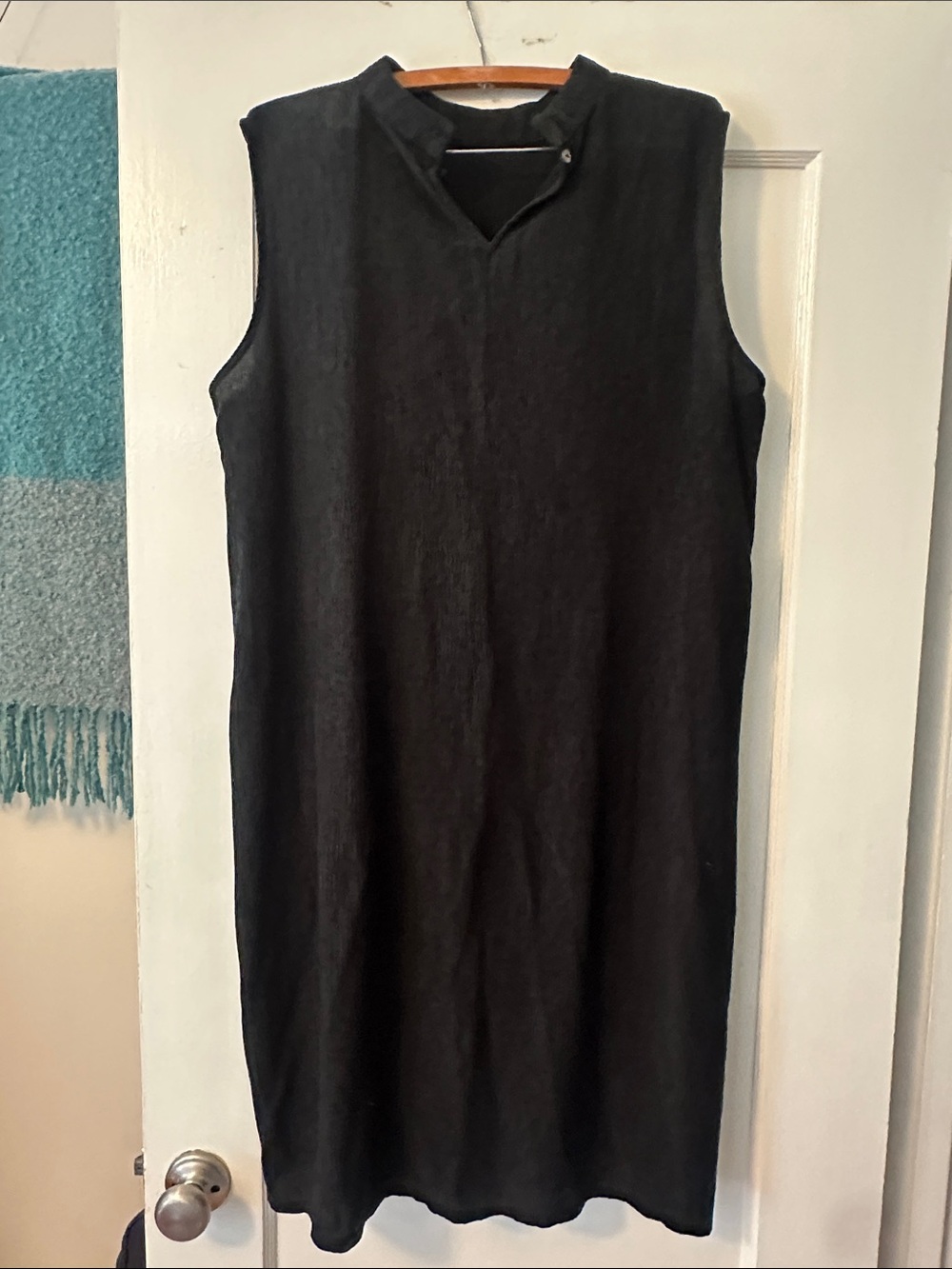 Eileen Fisher Sleeveless Black Midi Shift Dress